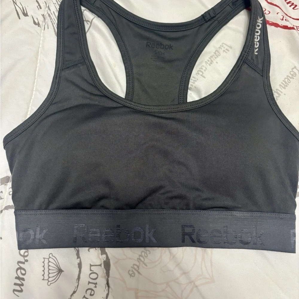 Reebok Gray Racerback Sports Bra Moisture-Wicking